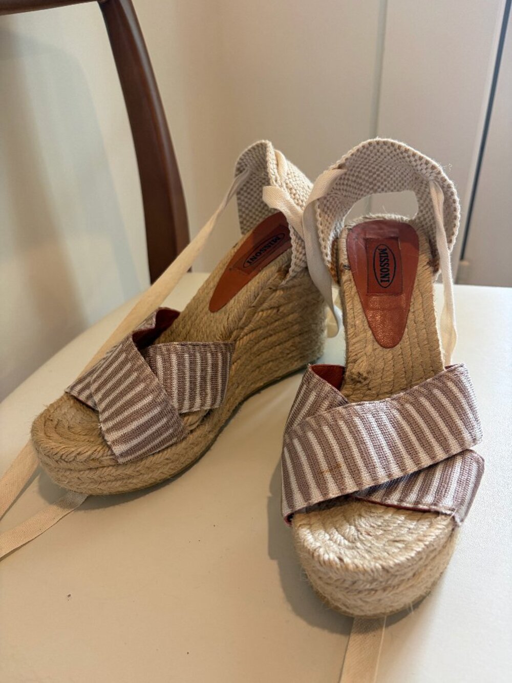 Missoni Striped Espadrille Ankle Wrap Wedges EU 39
